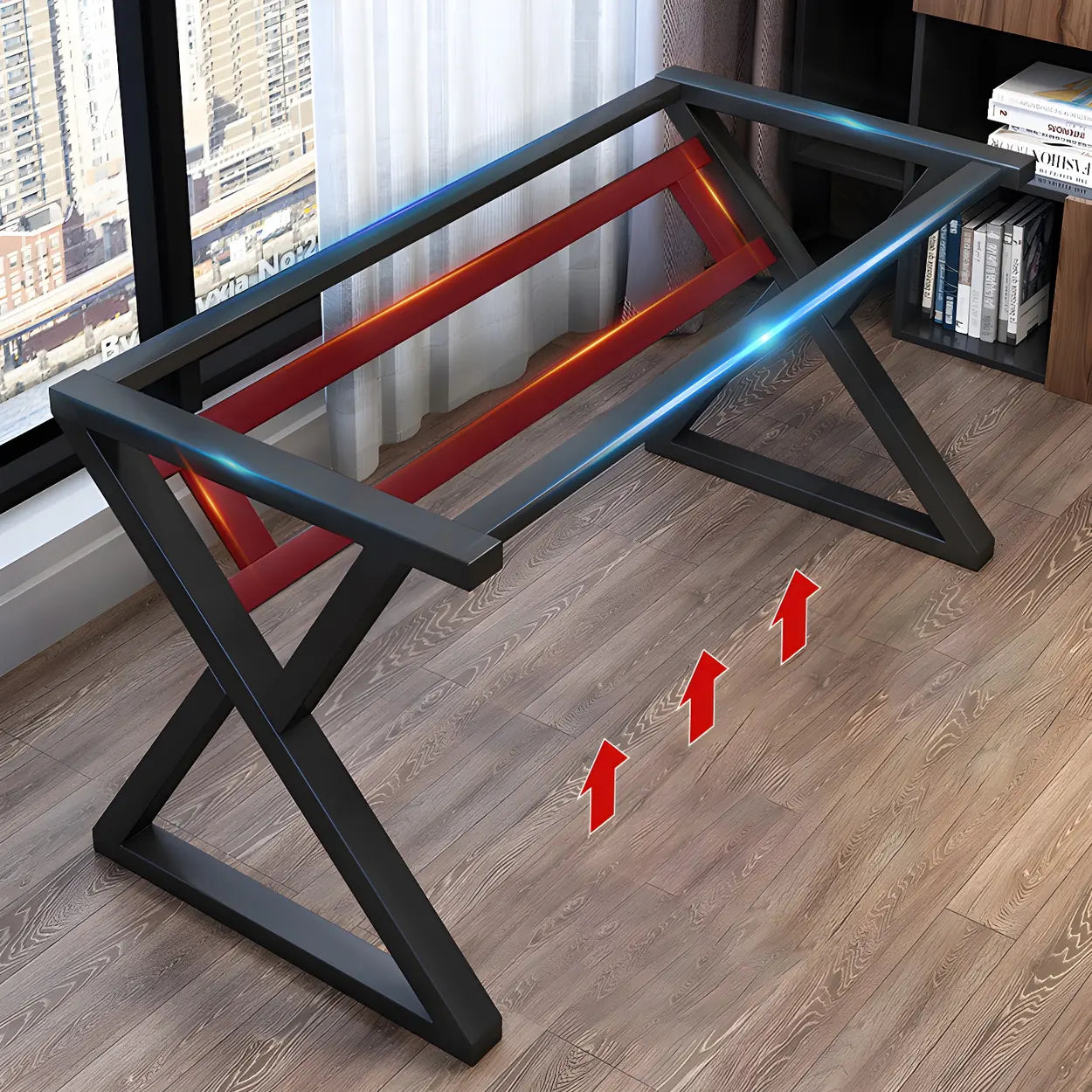 Ergonomic Wood Free-Form Sled Double Computer Desk — White / Table Only