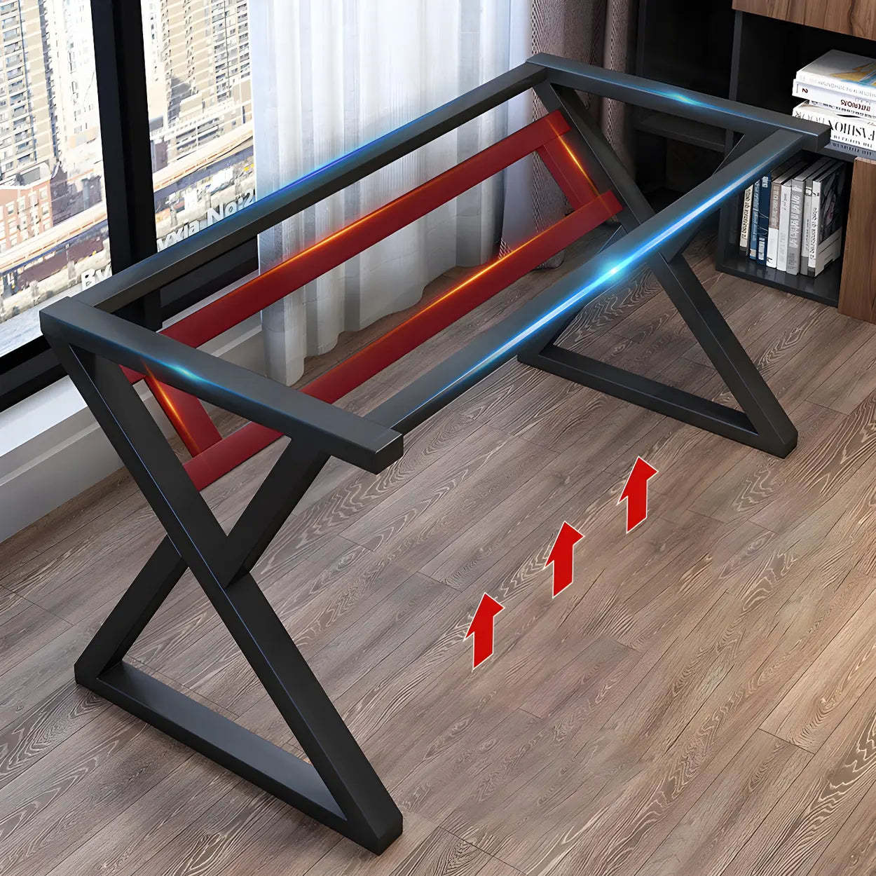 Ergonomic Wood Free-Form Sled Double Computer Desk — White / Table Only