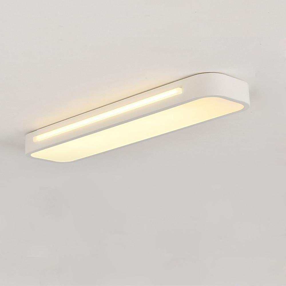 Modern 1-light long flush mount lighting in synthetic — Warm White (3000K) / Matte Black