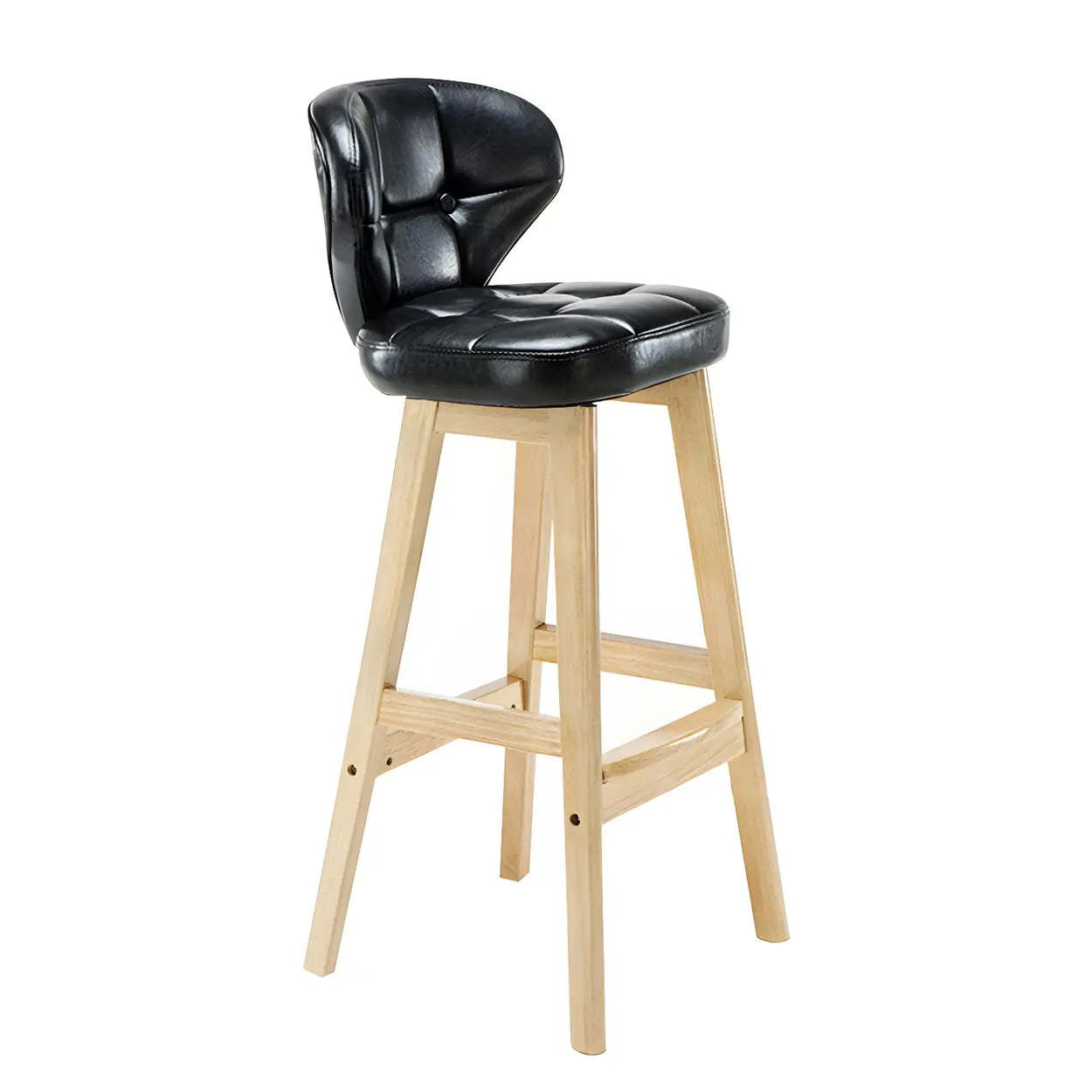 Espresso Wood Leather Backrest Bar Stool — White / Natural / 4 Piece Set