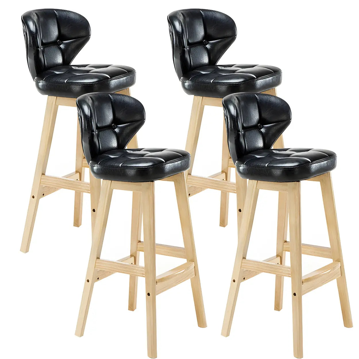 Espresso Wood Leather Backrest Bar Stool — Gloss White / Black / 1 Piece