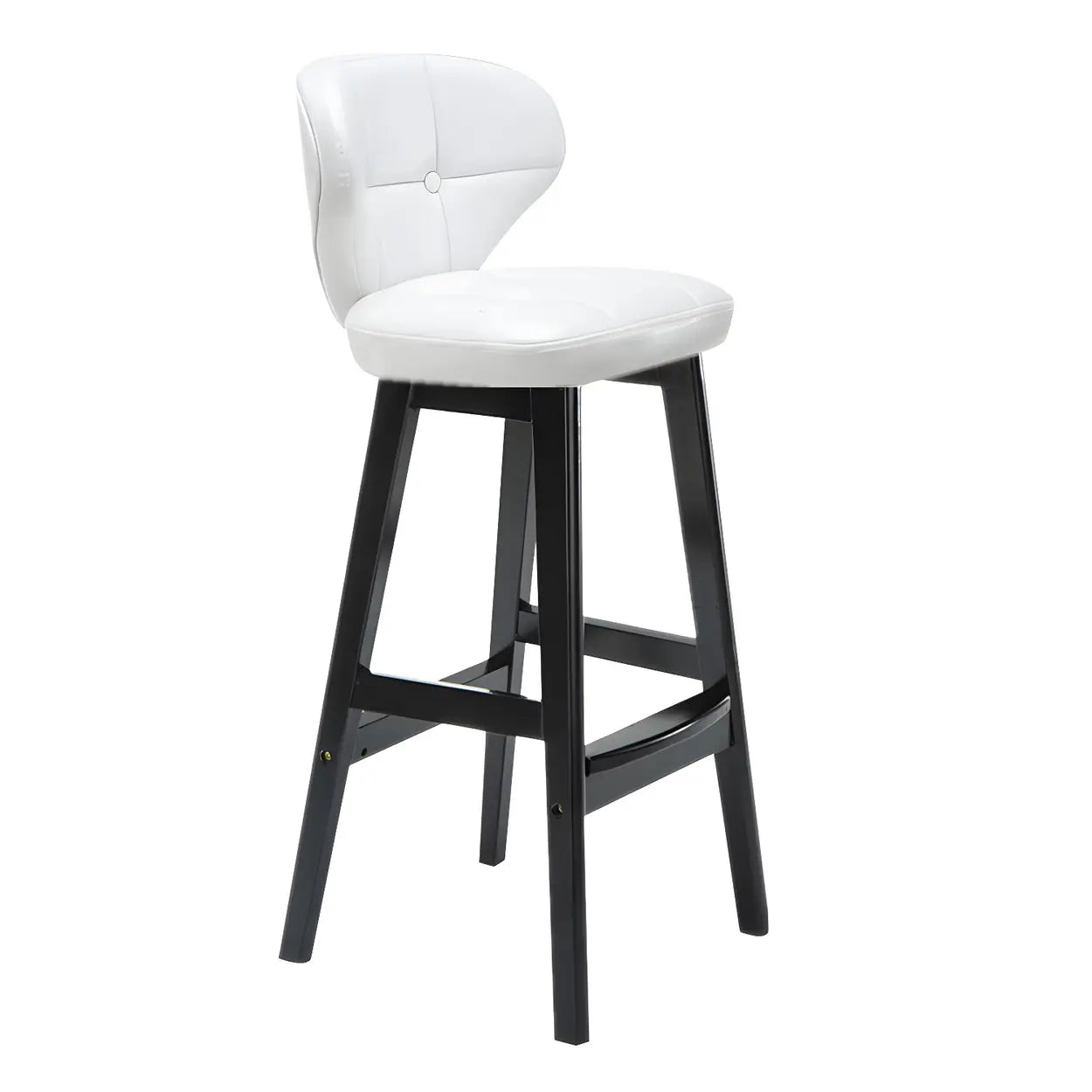 Espresso Wood Leather Backrest Bar Stool — Gloss White / Black / 4 Piece Set