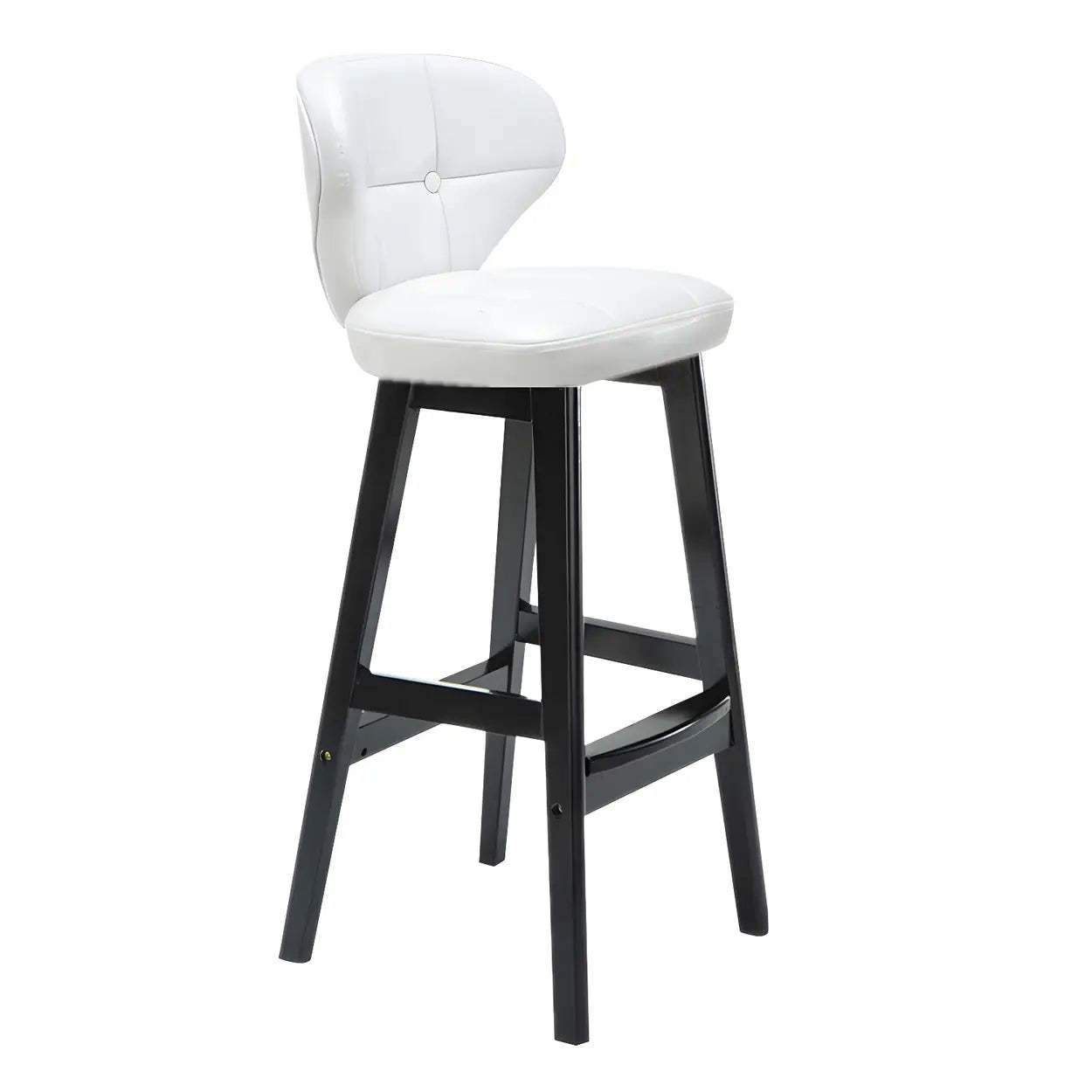 Espresso Wood Leather Backrest Bar Stool — Gloss White / Black / 4 Piece Set