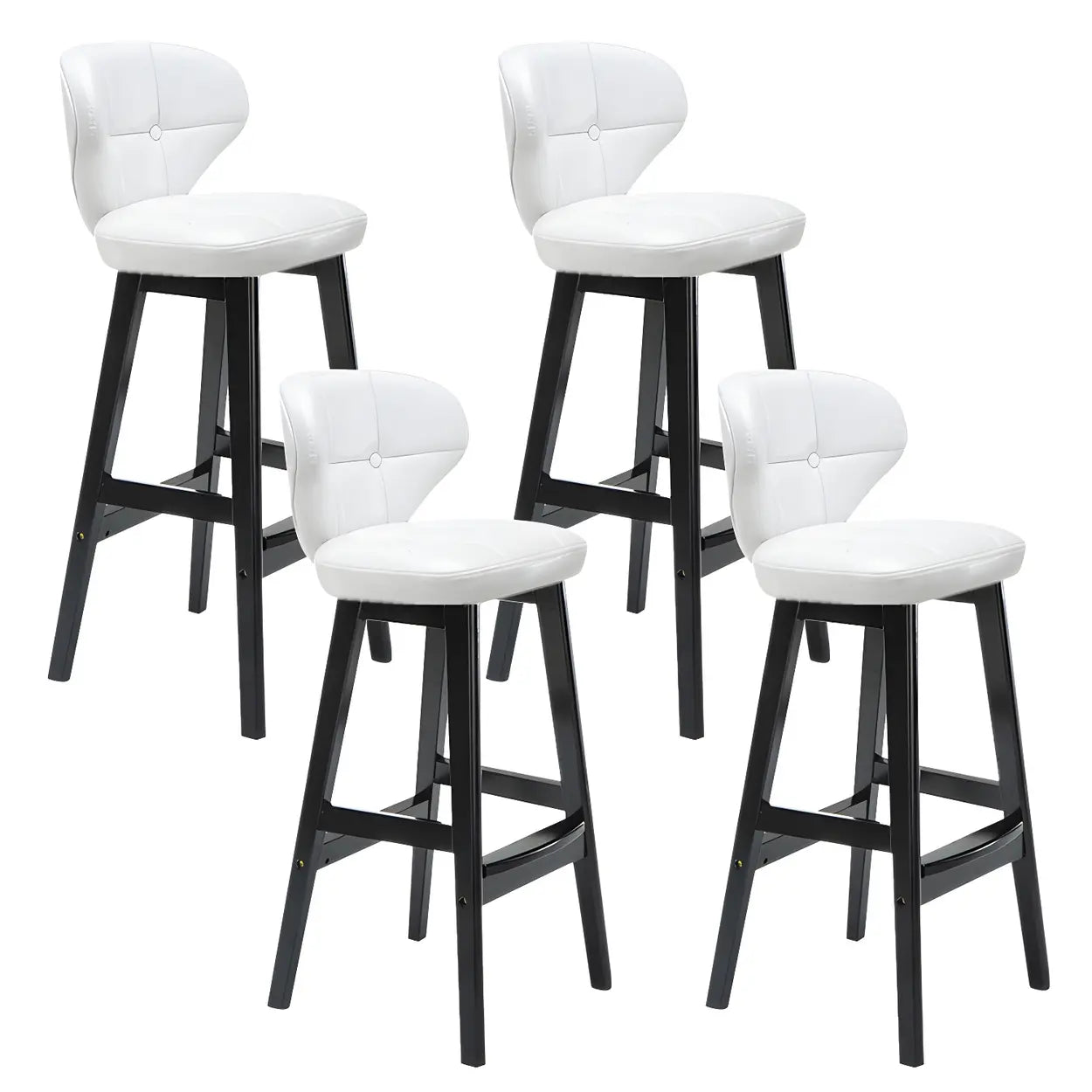 Espresso Wood Leather Backrest Bar Stool — Gloss White / Brown / 1 Piece