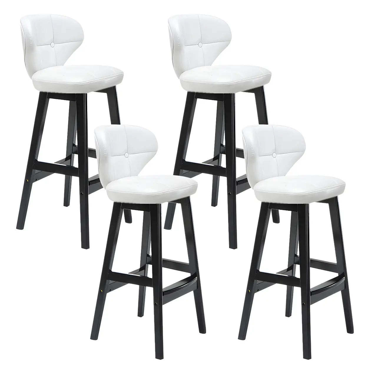 Espresso Wood Leather Backrest Bar Stool — Gloss White / Brown / 1 Piece