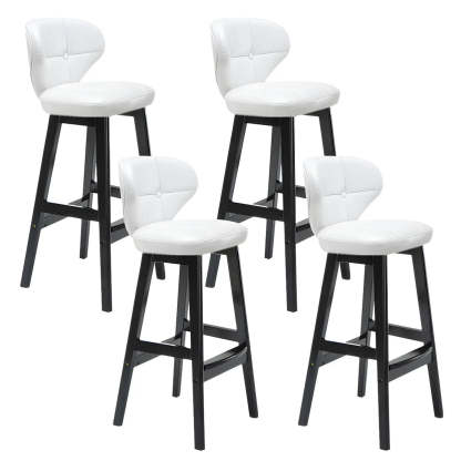 Espresso Wood Leather Backrest Bar Stool — Gloss White / Brown / 1 Piece