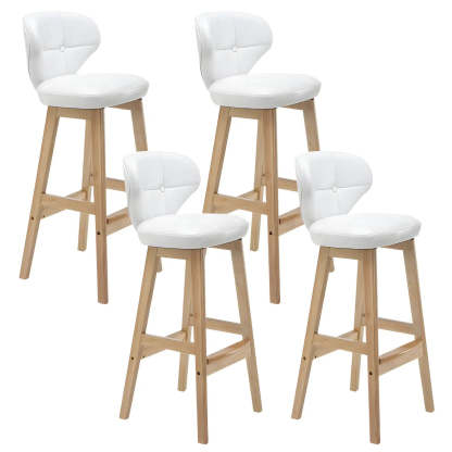 Espresso Wood Leather Backrest Bar Stool — Red / Black / 1 Piece