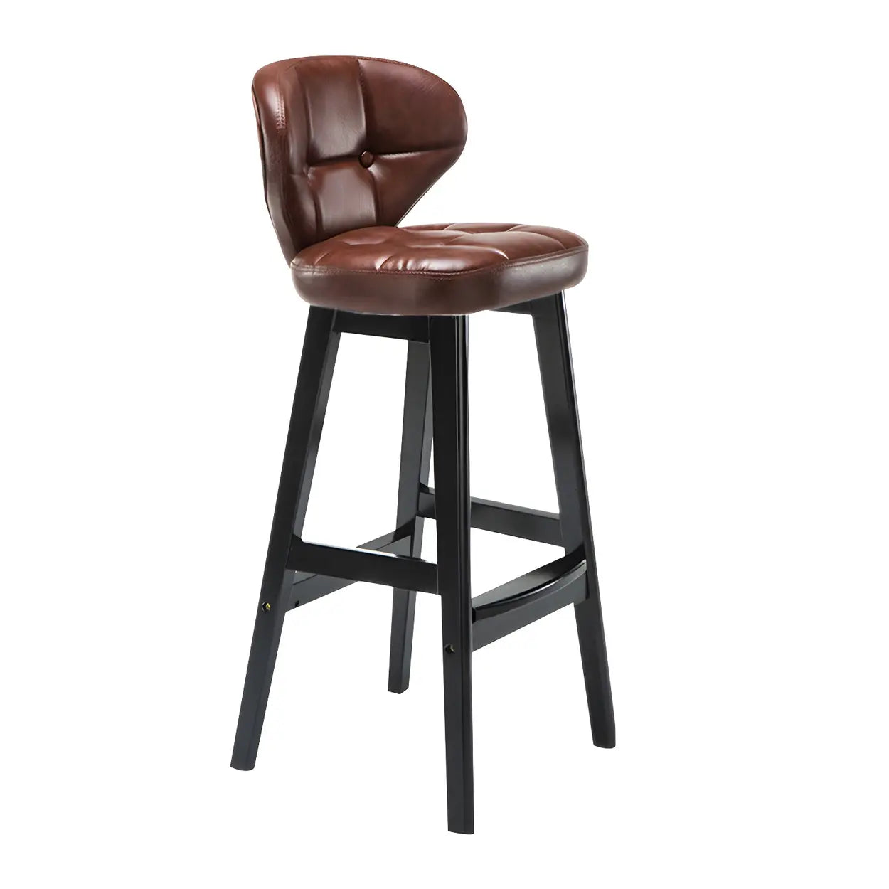 Espresso Wood Leather Backrest Bar Stool — Brown / Black / 4 Piece Set