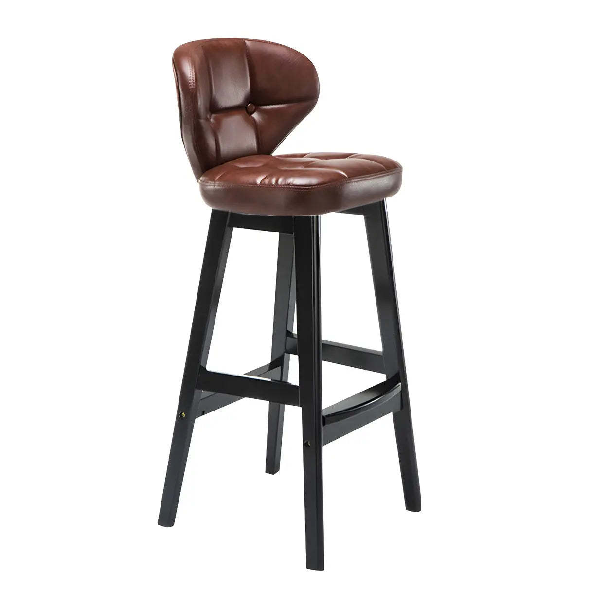 Espresso Wood Leather Backrest Bar Stool — Brown / Black / 4 Piece Set