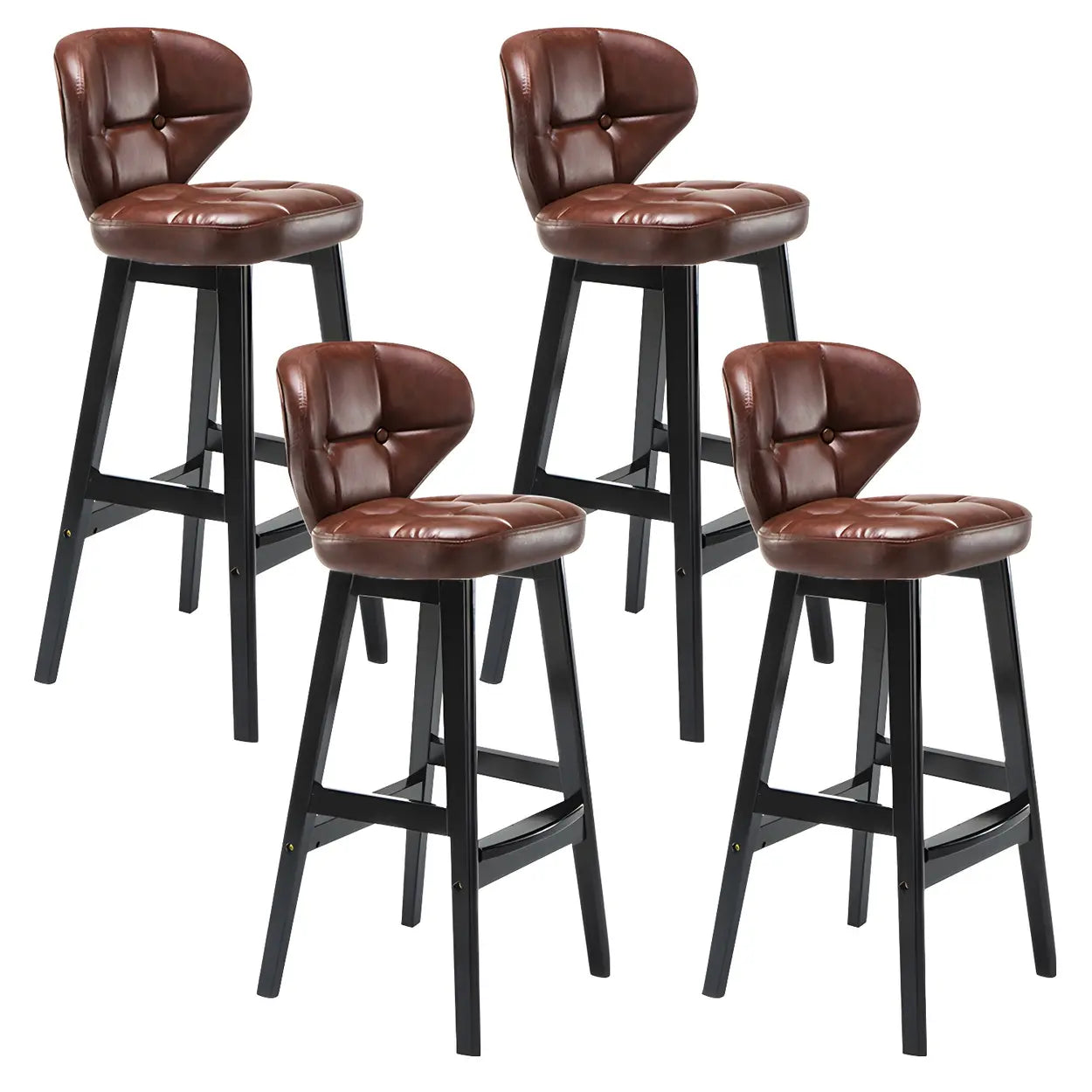 Espresso Wood Leather Backrest Bar Stool — Brown / Brown / 1 Piece