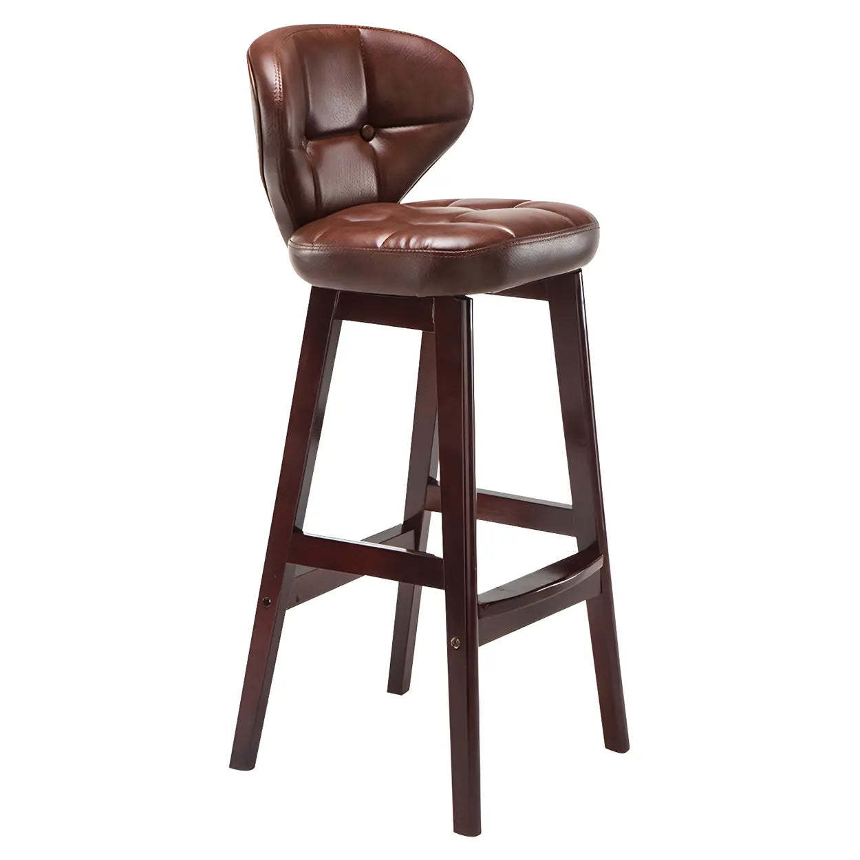 Espresso Wood Leather Backrest Bar Stool — Brown / Brown / 4 Piece Set