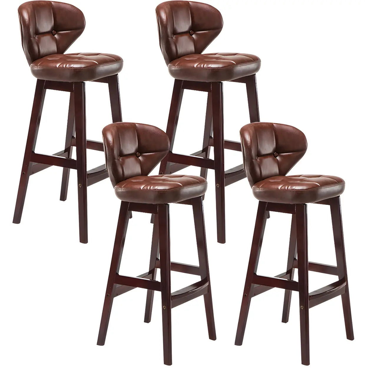 Espresso Wood Leather Backrest Bar Stool — Brown / Natural / 1 Piece