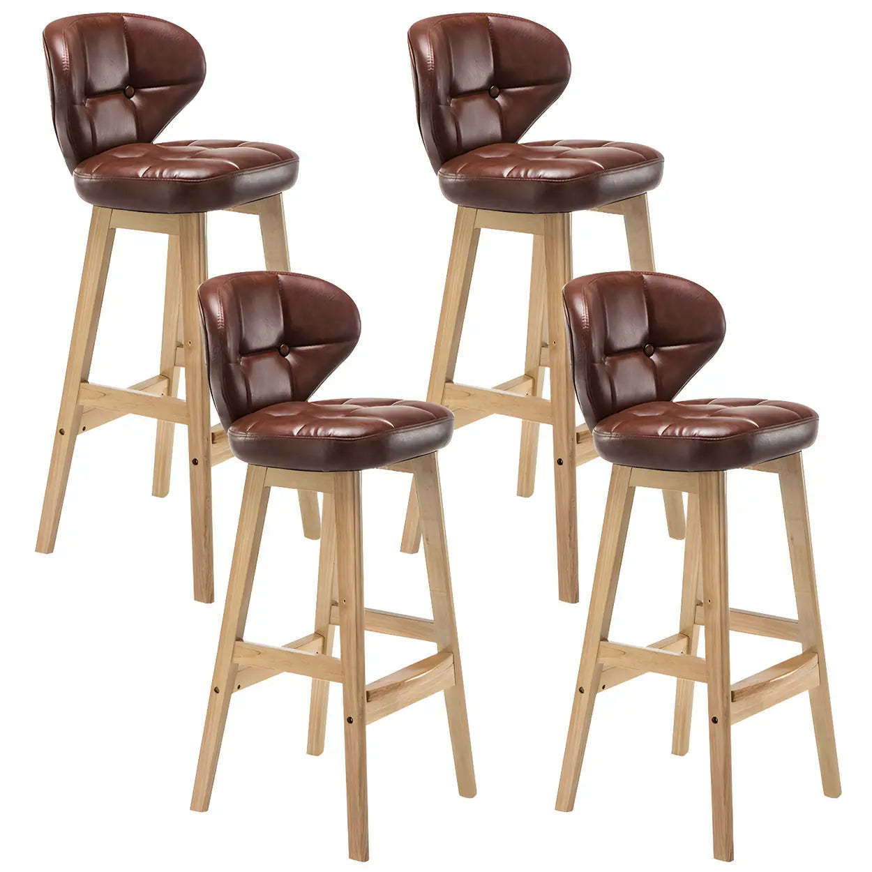 Espresso Wood Leather Backrest Bar Stool — Gold / Black / 1 Piece