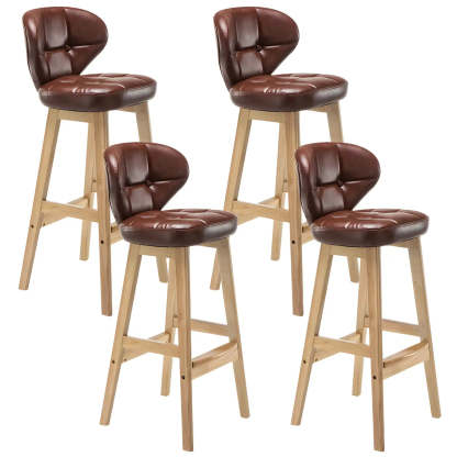 Espresso Wood Leather Backrest Bar Stool — Gold / Black / 1 Piece