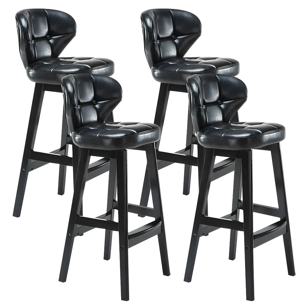 Espresso Wood Leather Backrest Bar Stool — Black / Natural / 1 Piece