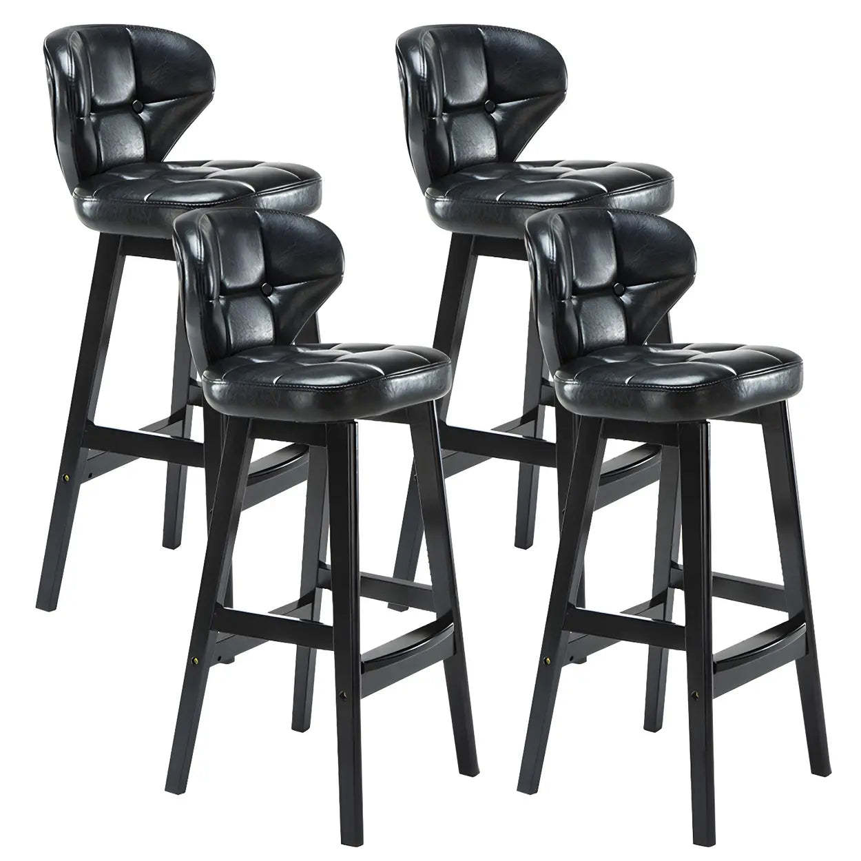 Espresso Wood Leather Backrest Bar Stool — Black / Natural / 1 Piece