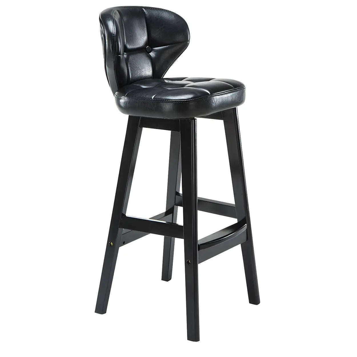 Espresso Wood Leather Backrest Bar Stool — White / Black / 1 Piece