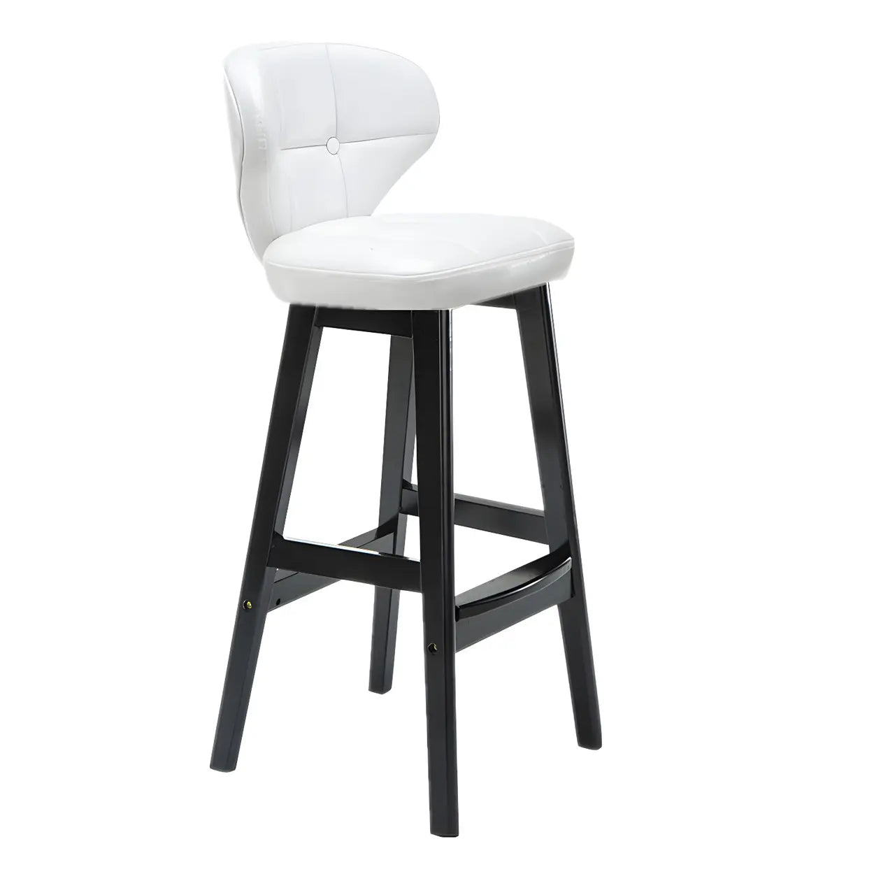 Espresso Wood Leather Backrest Bar Stool — White / Black / 4 Piece Set