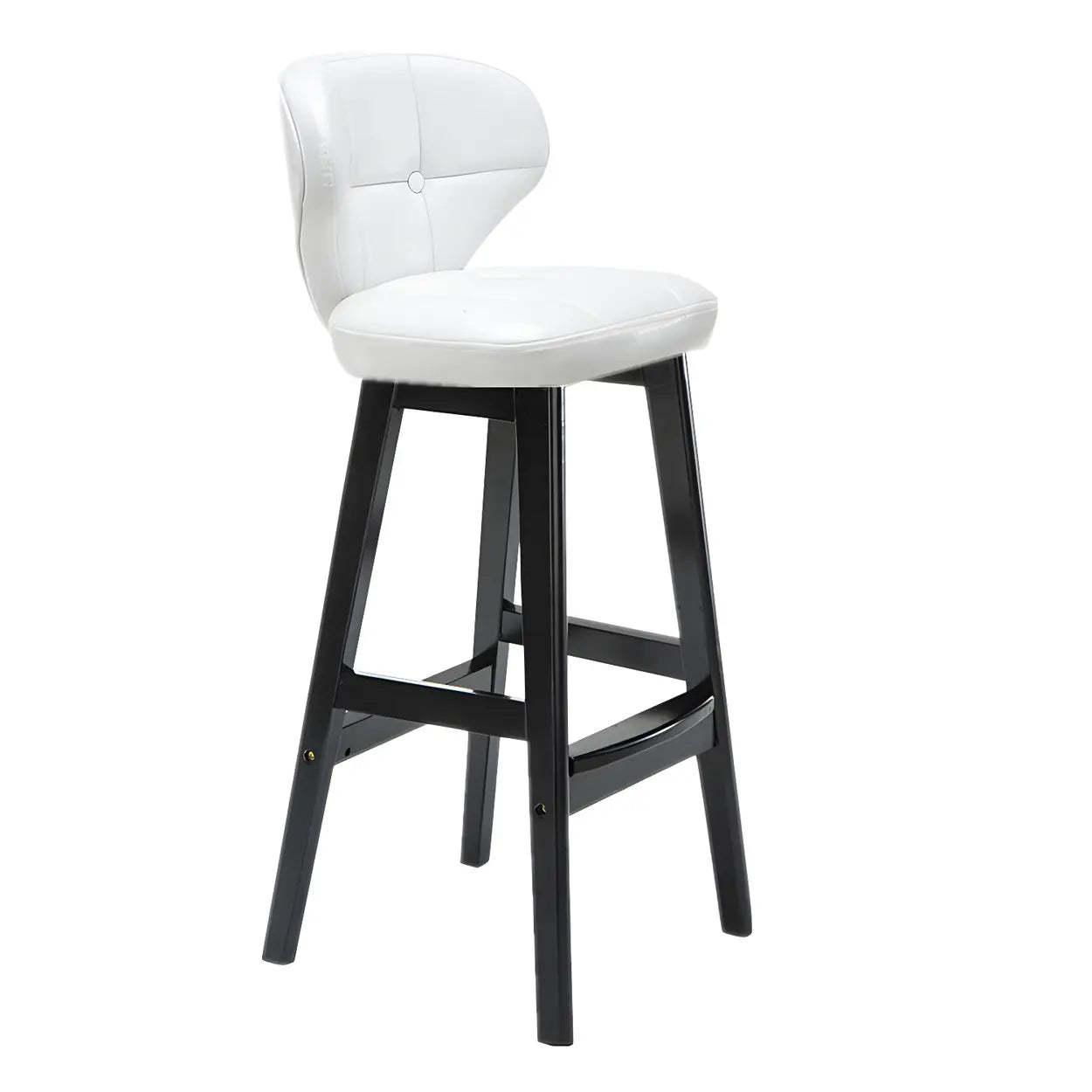 Espresso Wood Leather Backrest Bar Stool — White / Black / 4 Piece Set