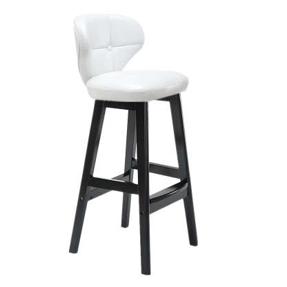 Espresso Wood Leather Backrest Bar Stool — White / Black / 4 Piece Set