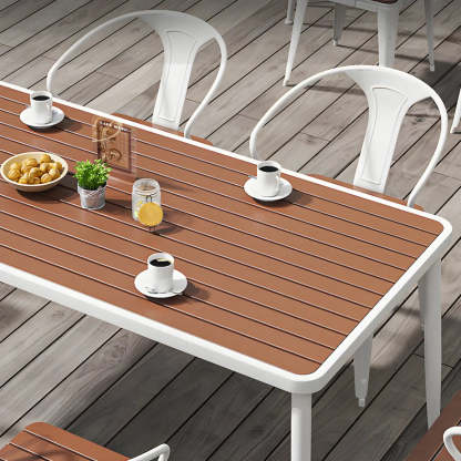 Espresso Wood Tone Square Metal Outdoor Coffee Table
