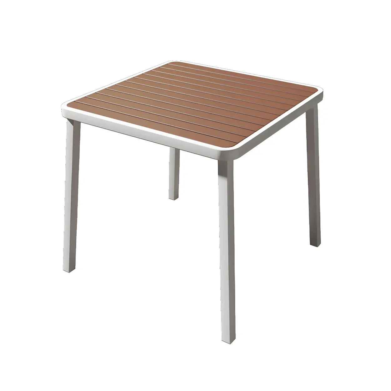 Espresso Wood Tone Square Metal Outdoor Coffee Table — Square / White / Table Only