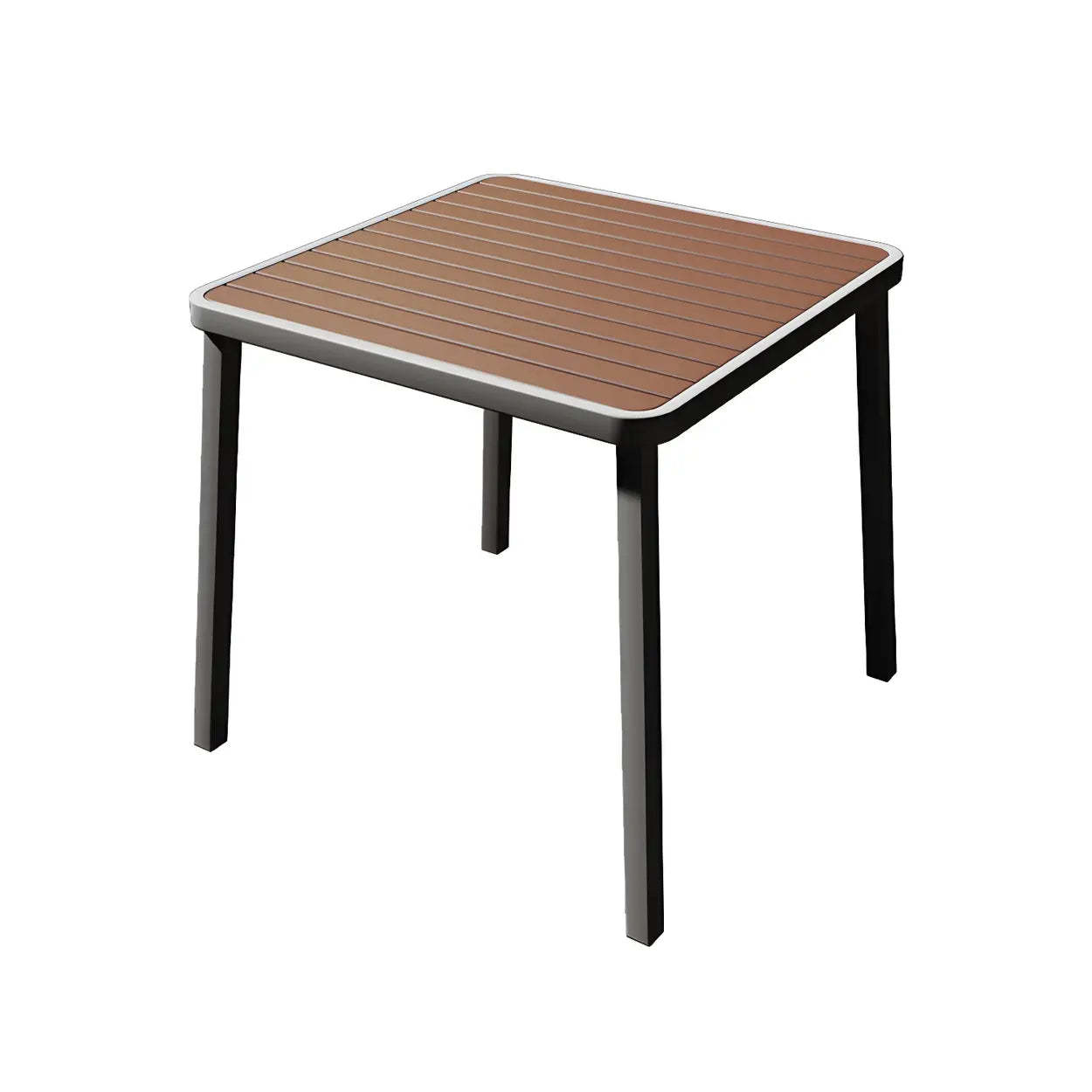 Espresso Wood Tone Square Metal Outdoor Coffee Table — Square / Green / Table Only