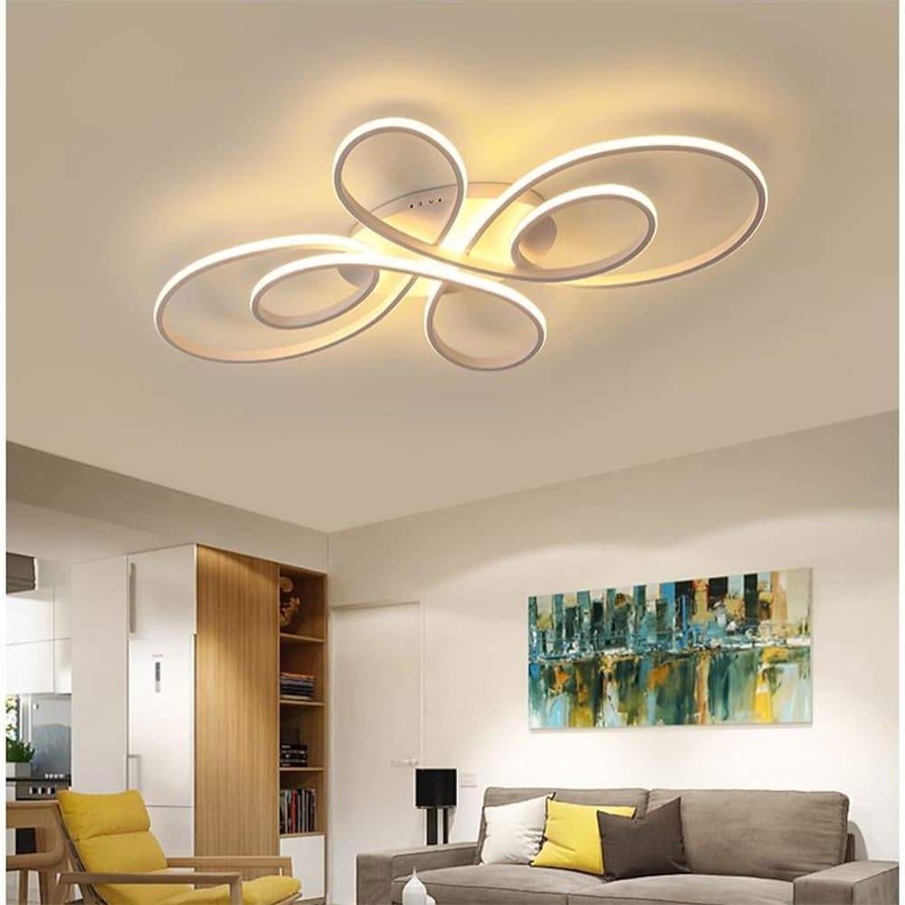Artistic Curved Dimmable LED Modern Ceiling Lights Chandelier Flush Mount Lighting-Lighom