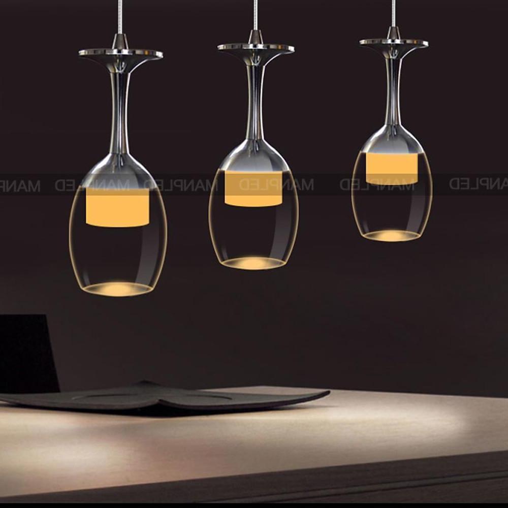 3-Light Aluminum Plastic Modern Island Chandelier