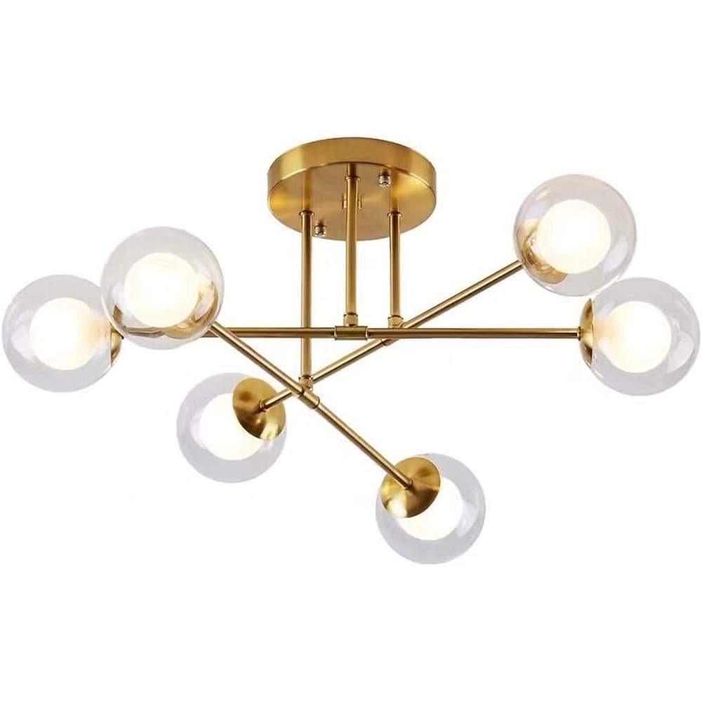 6-Light Glass Globe LED Modern Island Pendant