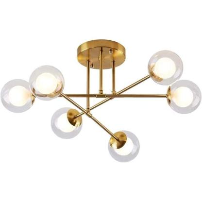 6-Light Glass Globe LED Modern Island Pendant