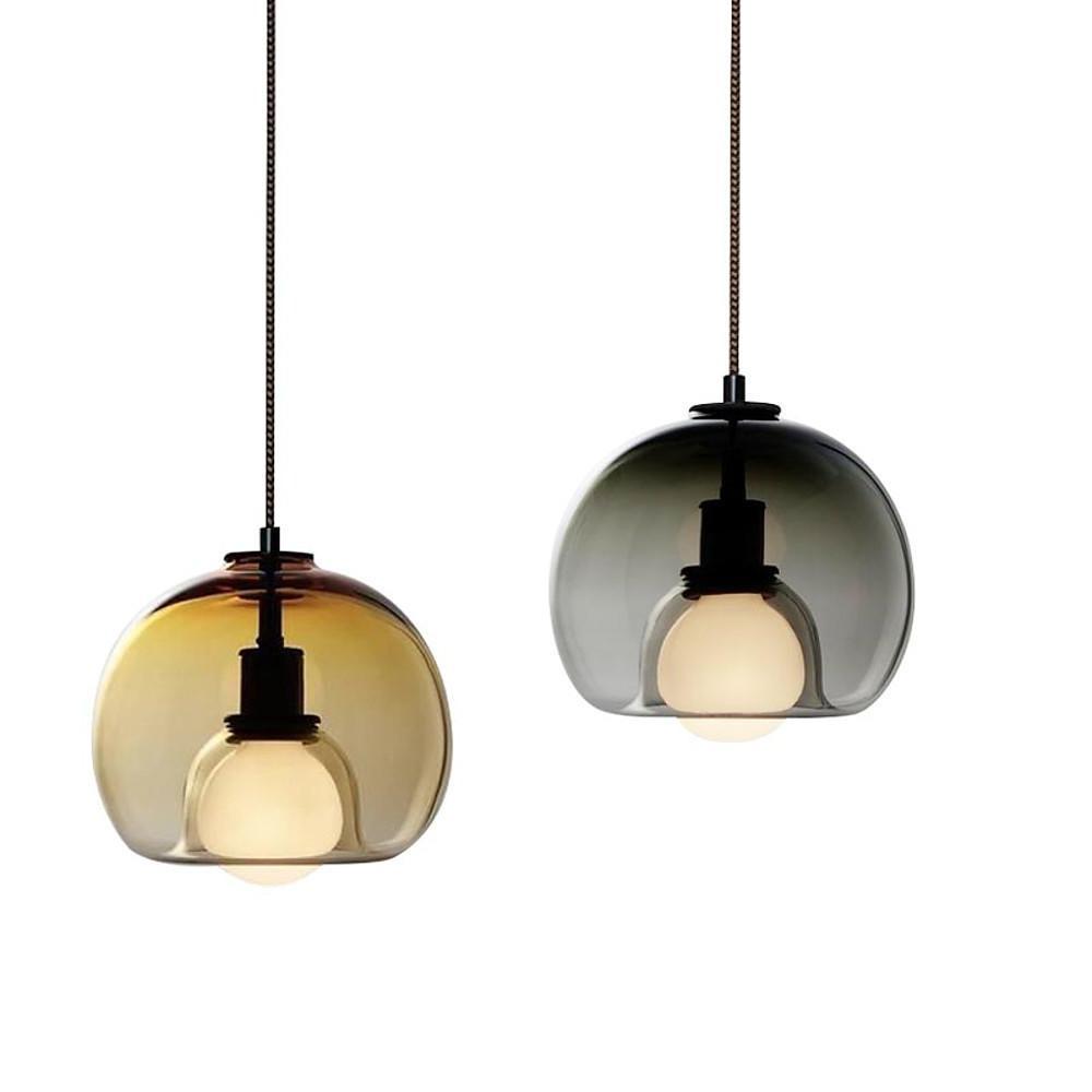 Semi Globe Electroplated Glass Metal LED Nordic Pendant Lighting-Lighom