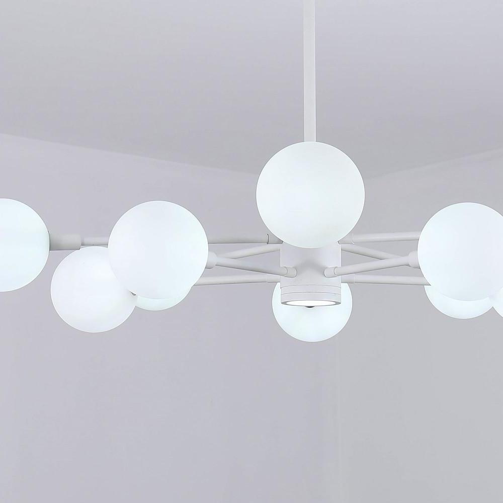 10-Light Glass LED White Contemporary Pendant Chandelier