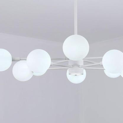 10-Light Glass LED White Contemporary Pendant Chandelier