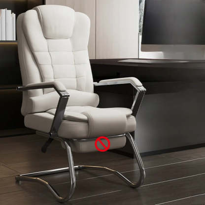 Executive Leather High-Back Office Chair — Gray / With Footrest