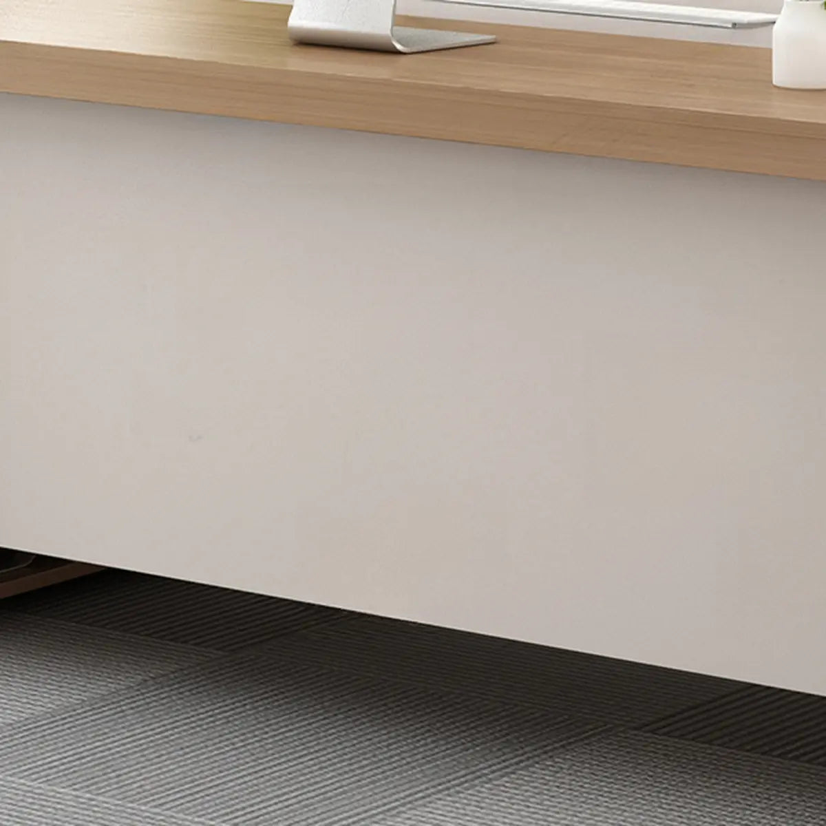 Executive Natural Wood Rectangle Storage Desk