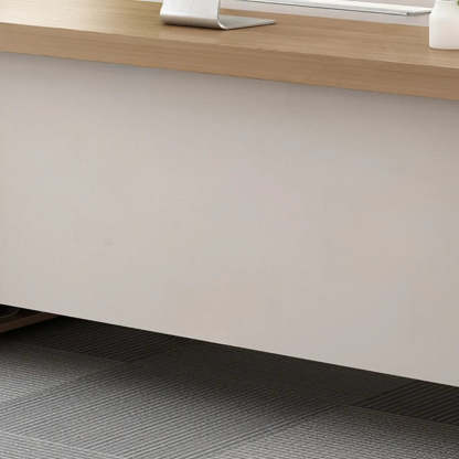 Executive Natural Wood Rectangle Storage Desk