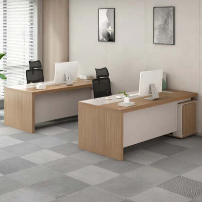 Executive Natural Wood Rectangle Storage Desk