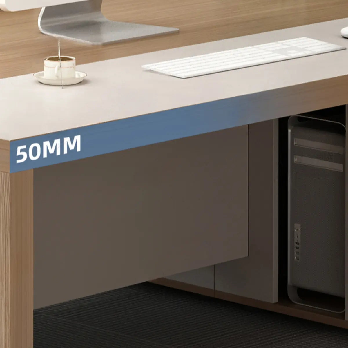 Executive Natural Wood Rectangle Storage Desk