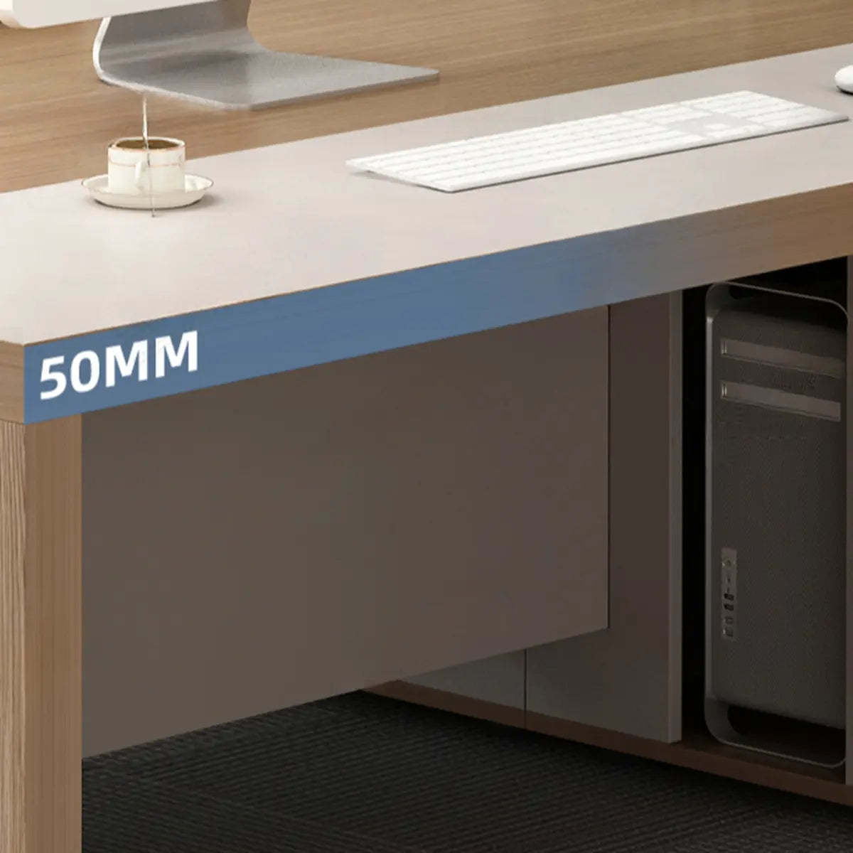 Executive Natural Wood Rectangle Storage Desk