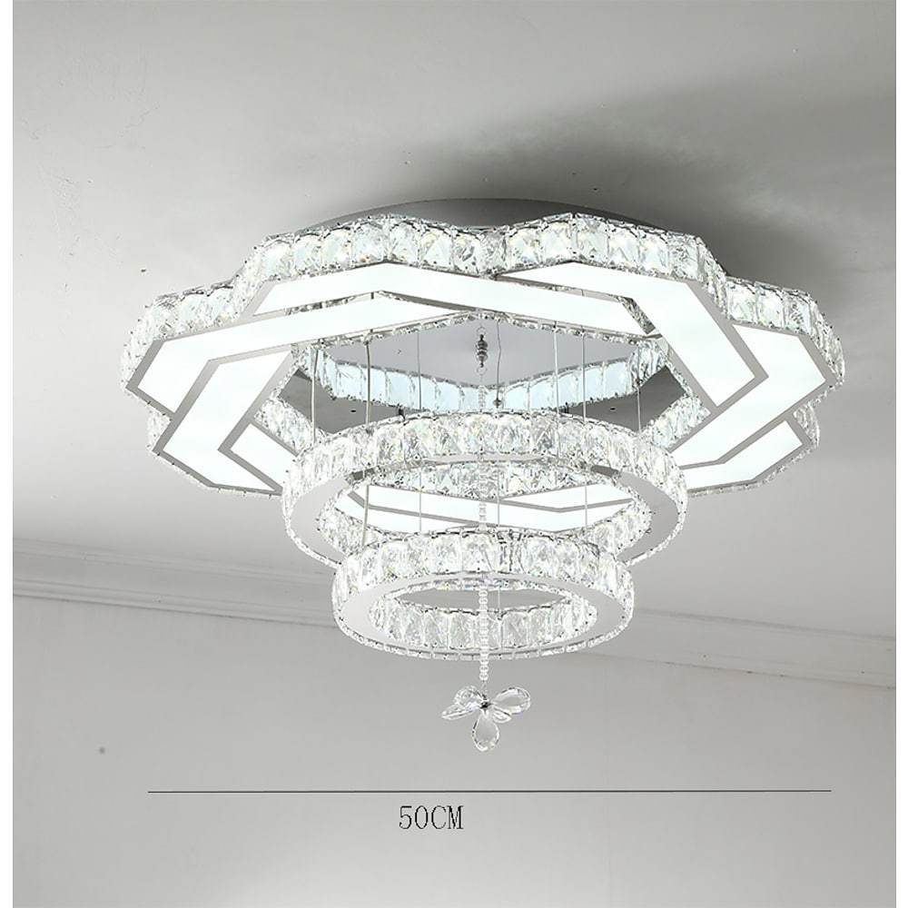 Ambient Crystal LED Gold Silver Flush Mount Light — Gold / 31''