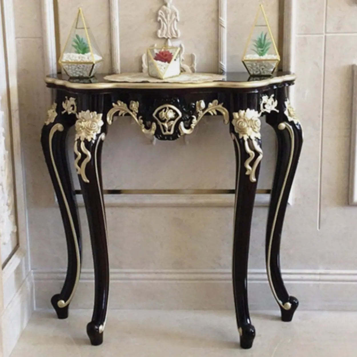 Curved Leg Half-Circle White Wood Console Table