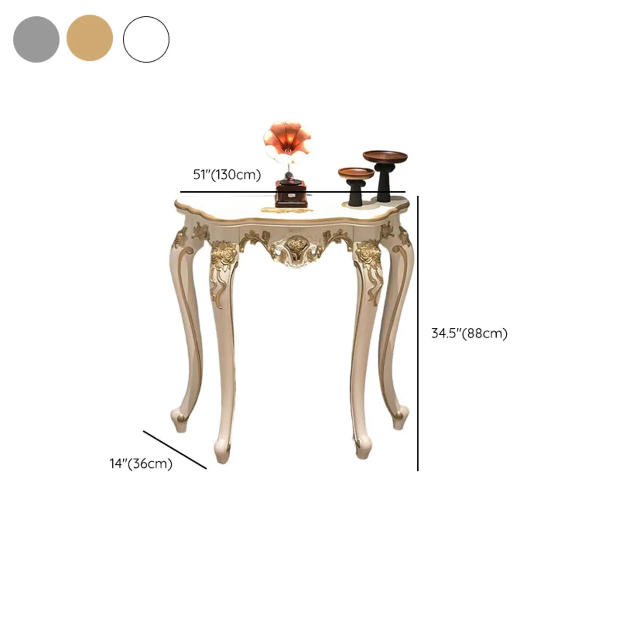 Curved Leg Half-Circle White Wood Console Table