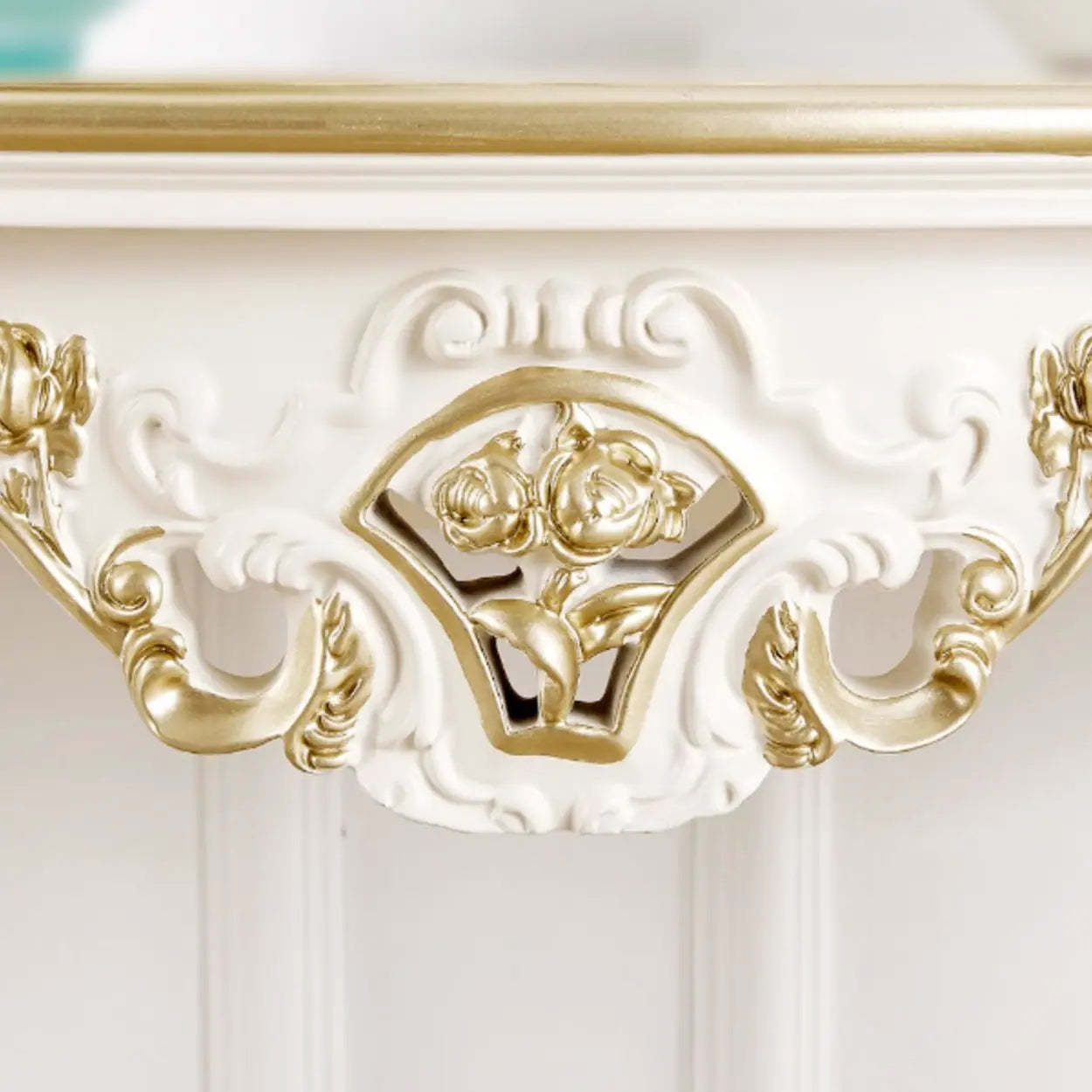 Curved Leg Half-Circle White Wood Console Table — White-Gold