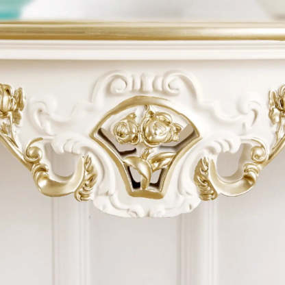 Curved Leg Half-Circle White Wood Console Table — White-Gold