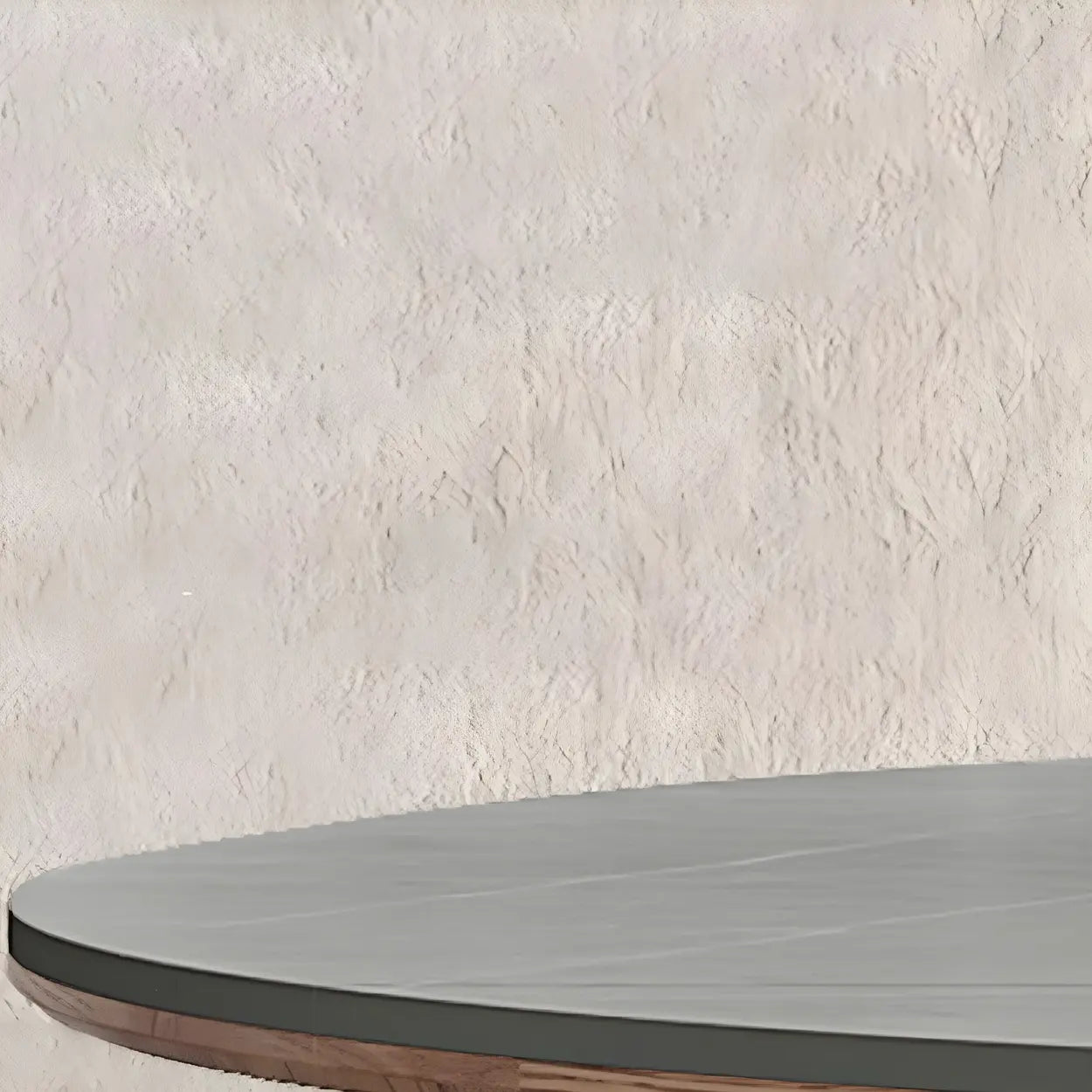Extendable Modern Round Stone Ash Wood Dining Table — Gray / Table Only