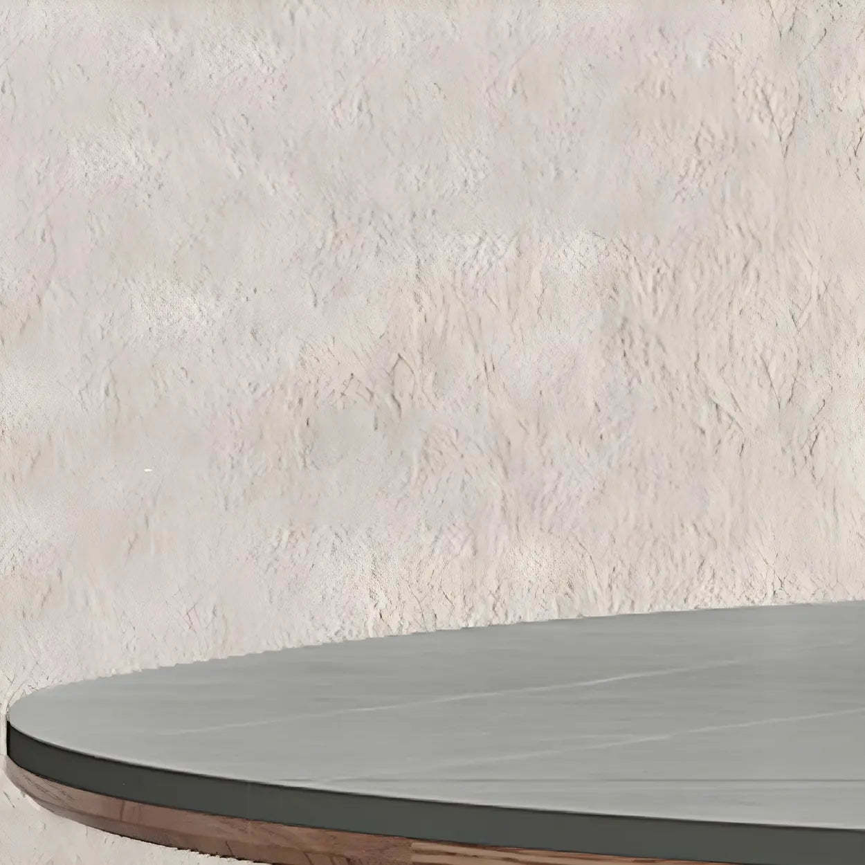 Extendable Modern Round Stone Ash Wood Dining Table — Gray / Table Only