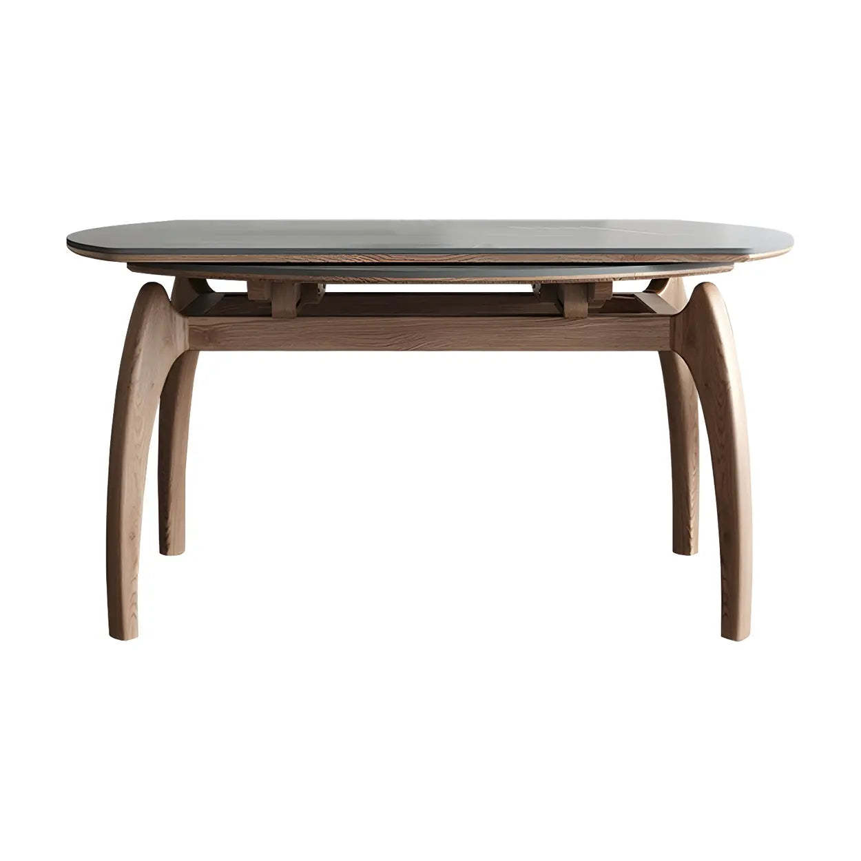 Extendable Modern Round Stone Ash Wood Dining Table