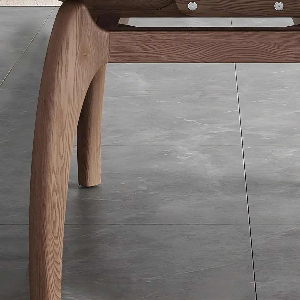 Extendable Modern Round Stone Ash Wood Dining Table