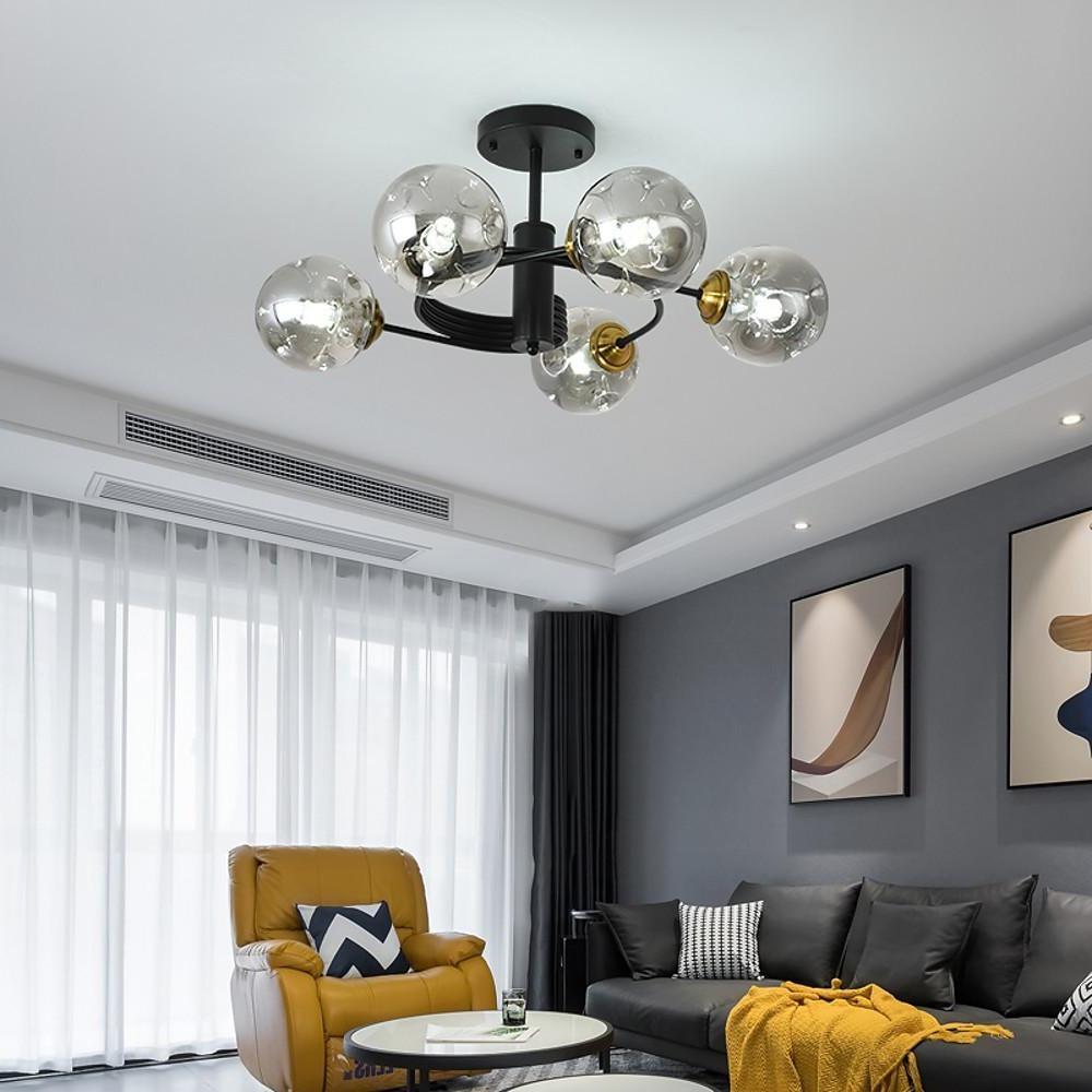 Swirling Nordic Globe Bubble Chandelier Metal Glass Bedroom Chandelier-Lighom